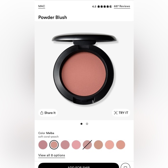Mac Powder Blush in Melba - Picture 1 of 3